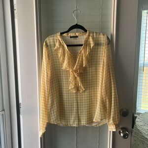 Tommy Hilfiger Women’s Top Large Gingham Plaid Butter Yellow
